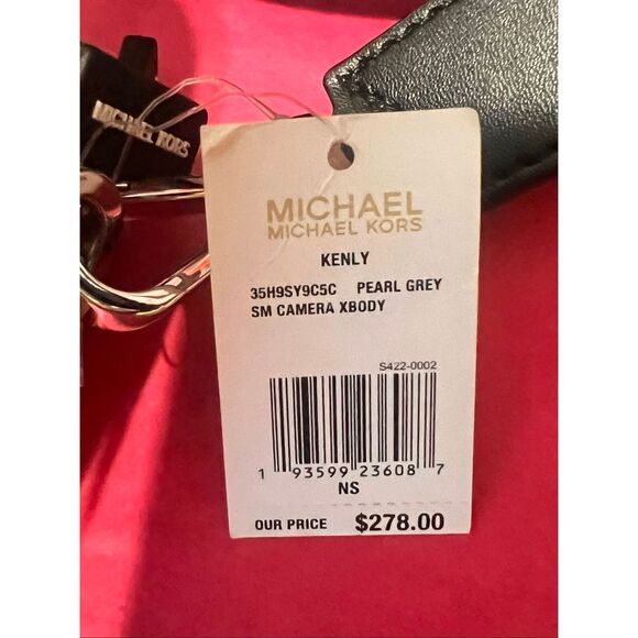 Michael Kors Unisex Kenly Double Zip Camera Crossbody Bag Pearl Grey Small NWT - Picture 5 of 6